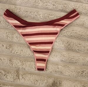 PINK Victoria's Secret Striped Panties - Red and Pink